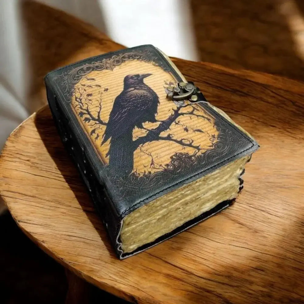 Leather Journal Gothic Notebook the Raven Grimoire Shadow