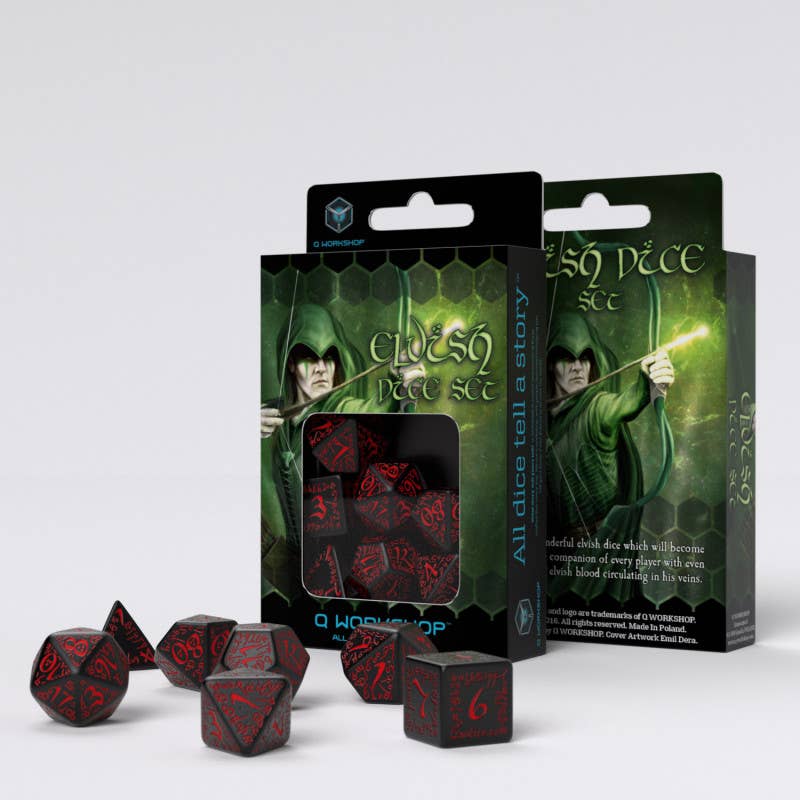 Elvish Dice Set Black And Red