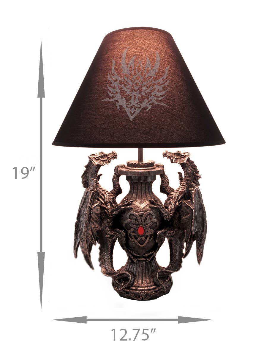 Gothic Guardians of Light Medieval Dragons Table Lamp