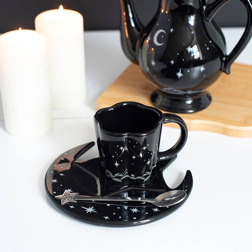 Gothic Spellbound Sky Espresso Cup, Saucer and Spoon Set