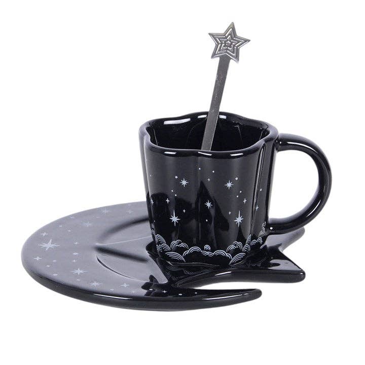 Gothic Spellbound Sky Espresso Cup, Saucer and Spoon Set