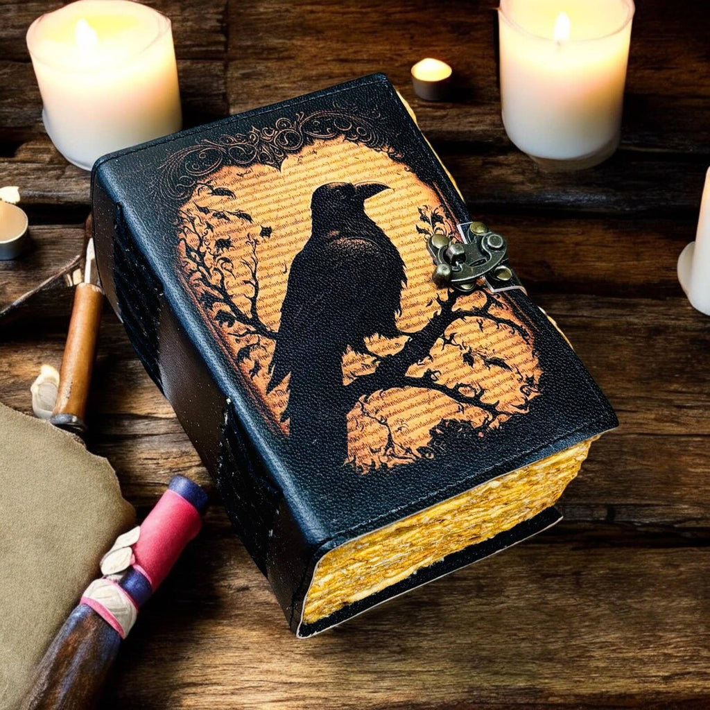 Leather Journal Gothic Notebook the Raven Grimoire Shadow