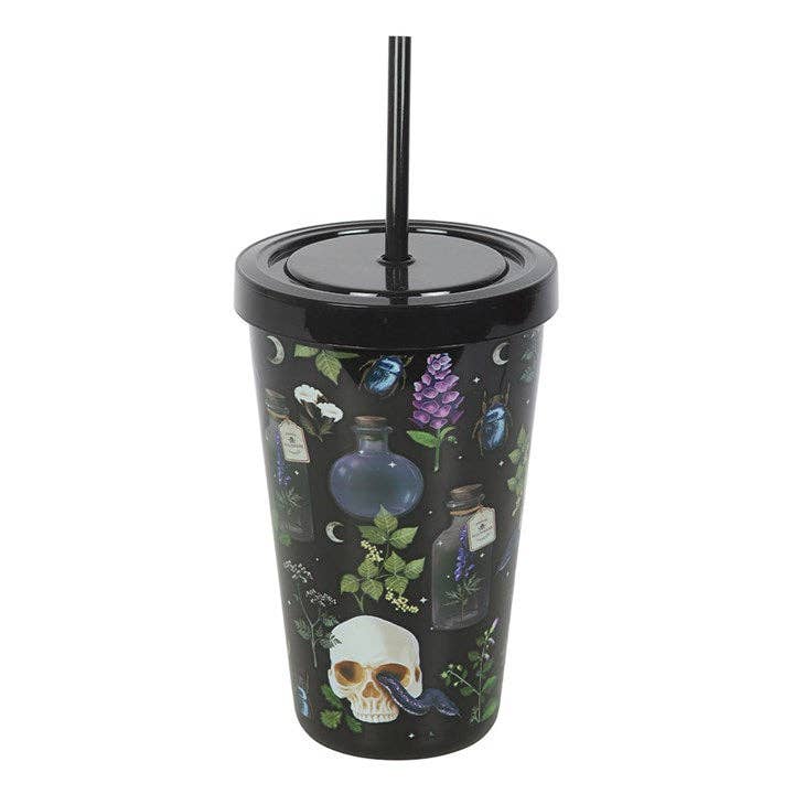 Venom & Vine hodeskalleprintet tumbler med sugerør