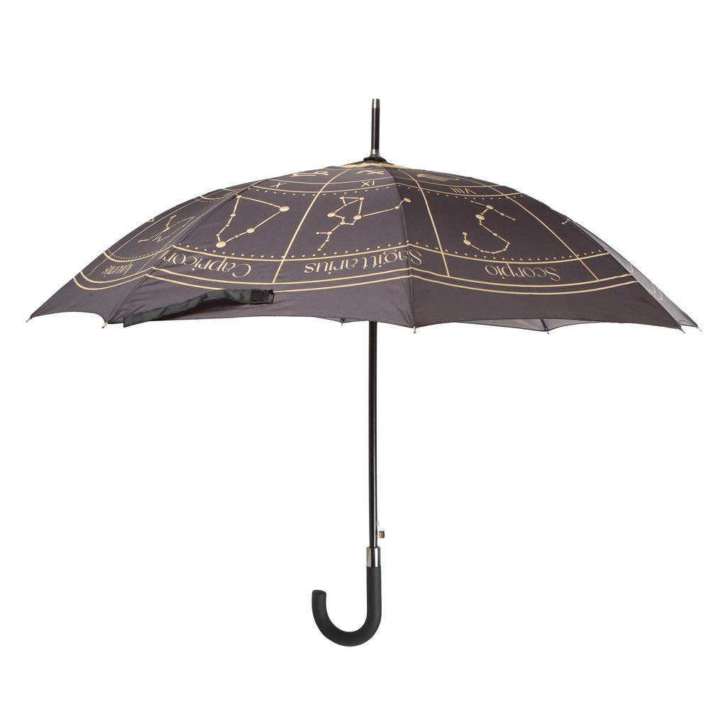 Svart astrologisk hjul-paraply