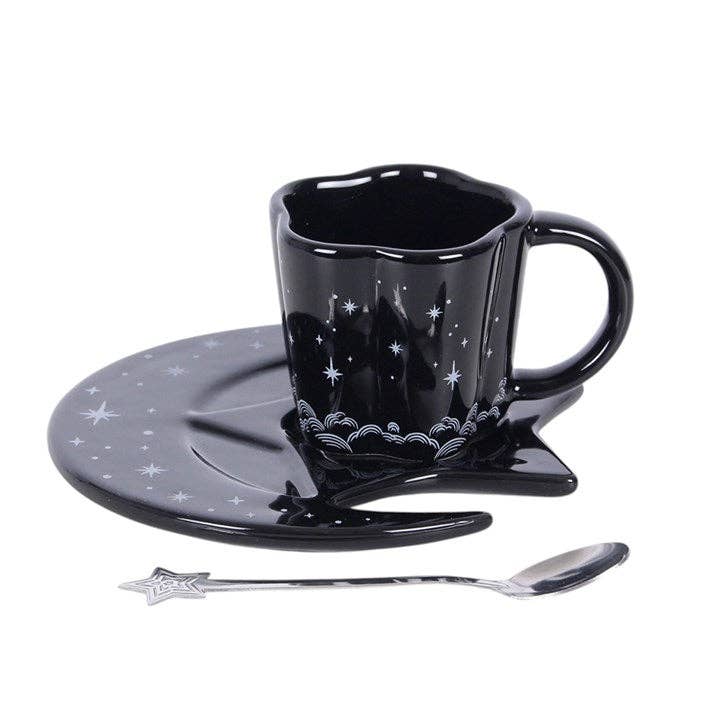Gothic Spellbound Sky Espresso Cup, Saucer and Spoon Set