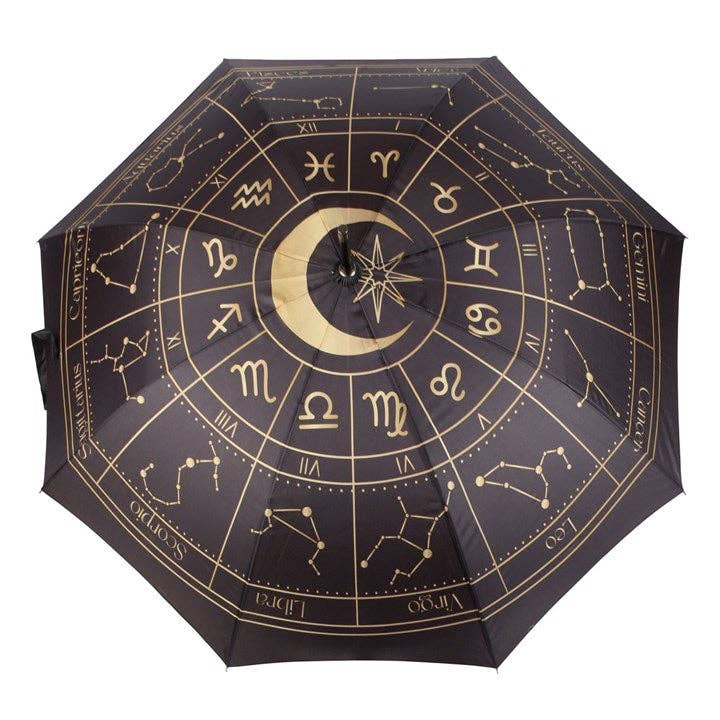 Svart astrologisk hjul-paraply