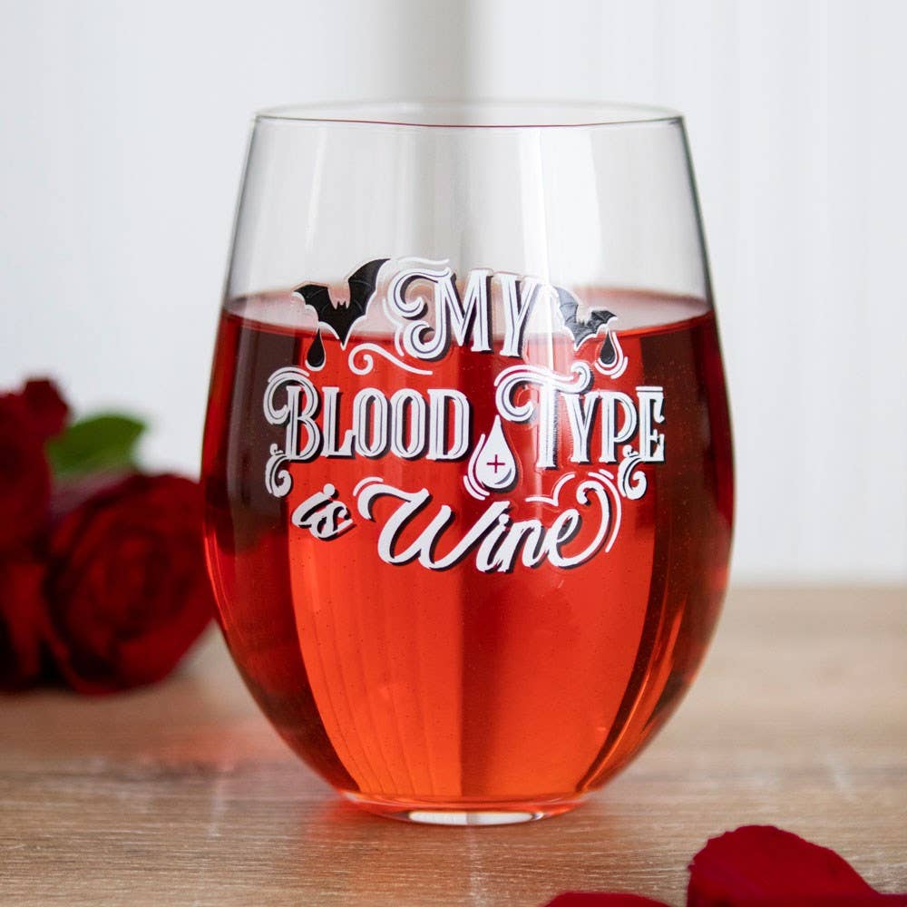 My Blood Type is Wine stettløst vinglass