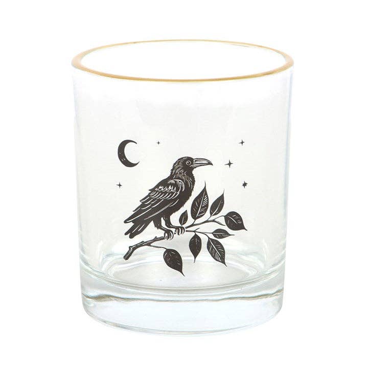 Perched Raven Gothic Halloween Drinking Glass