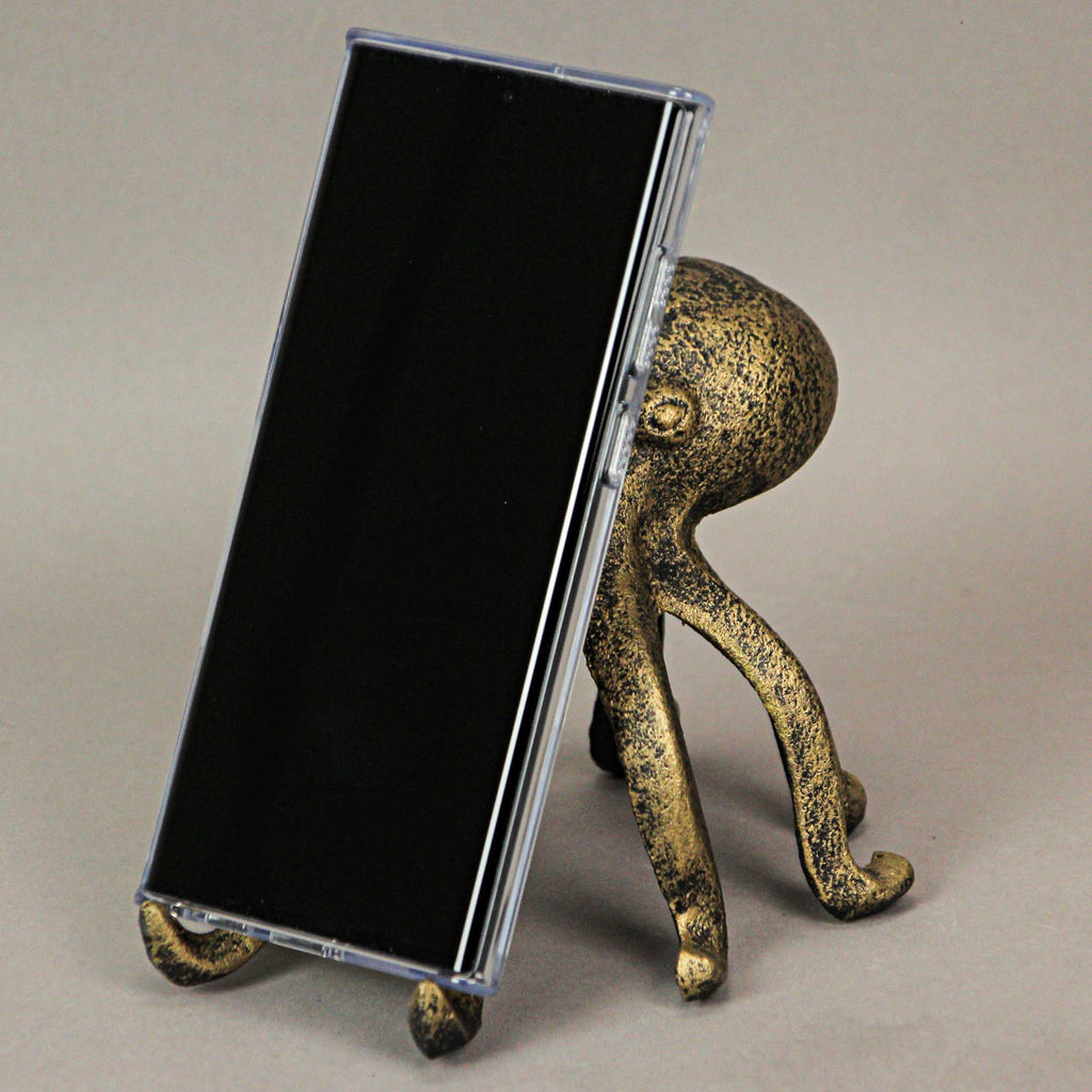 Antique Gold Cast Iron Octopus Phone Holder/Bookend Decor