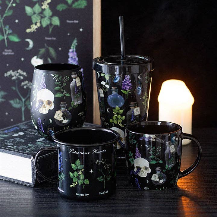Venom & Vine hodeskalleprintet tumbler med sugerør