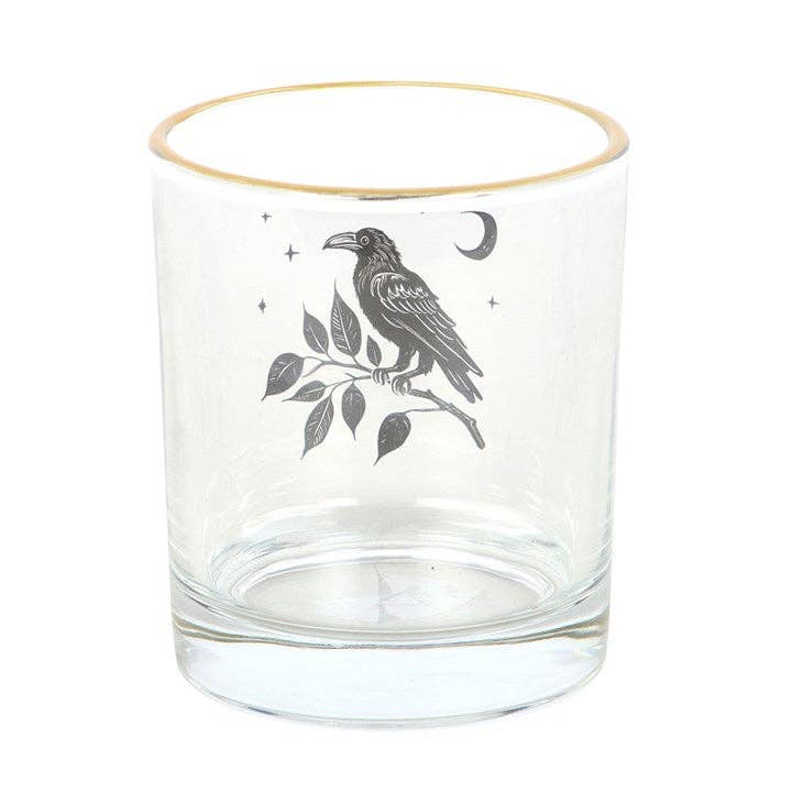 Perched Raven Gothic Halloween Drinking Glass