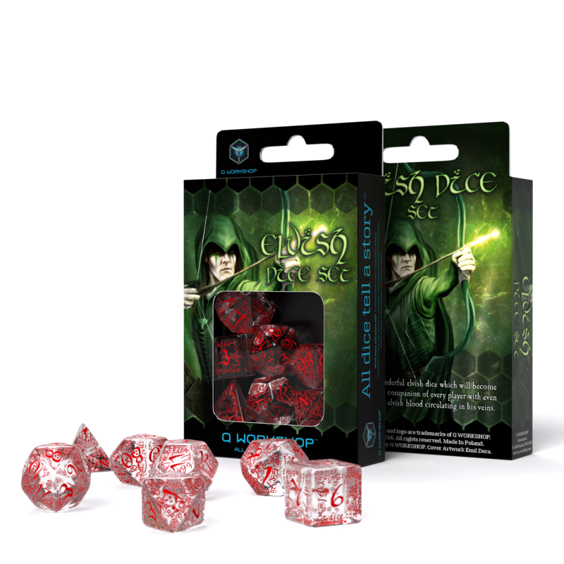 Elvish Dice Set Translucent And Red