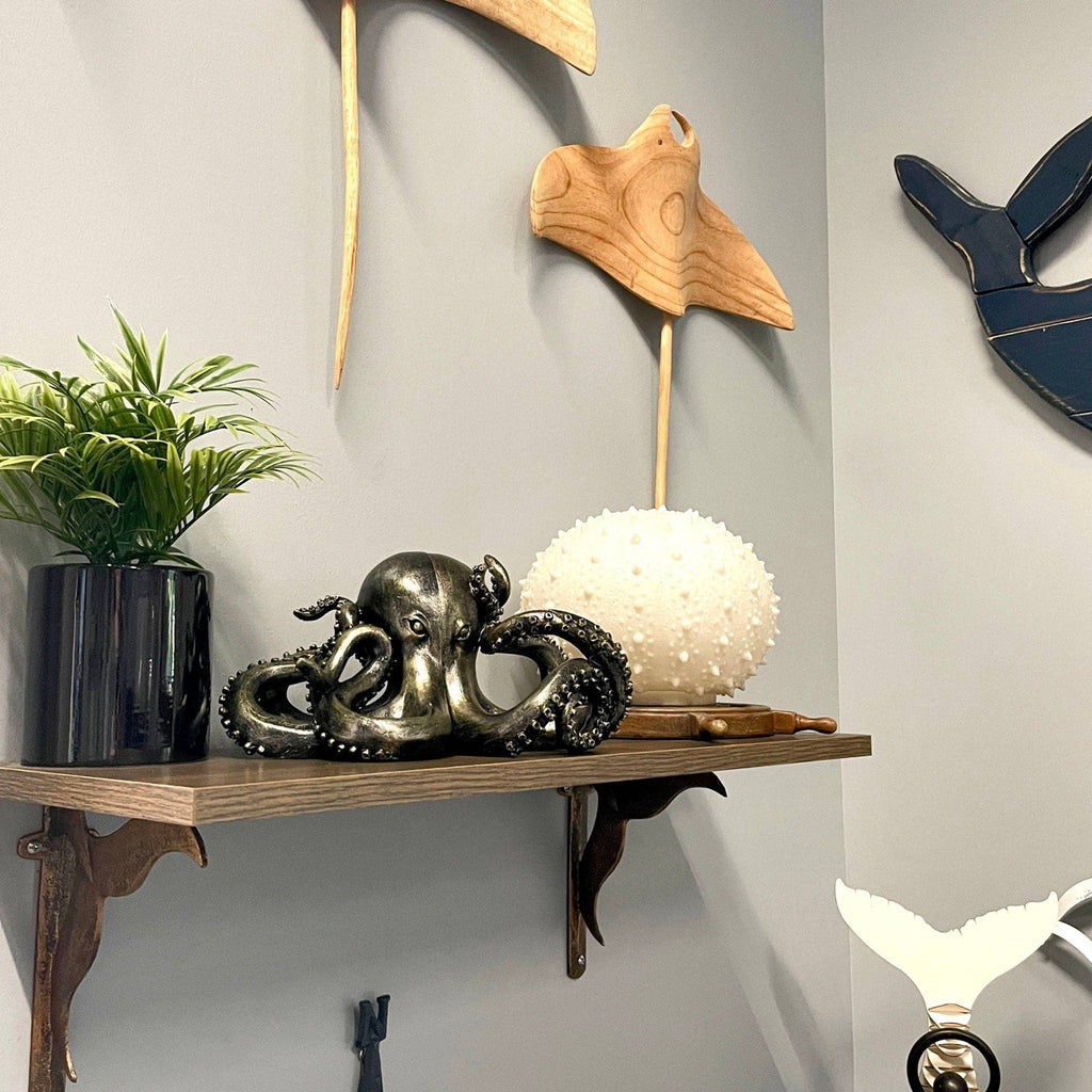 Bronze Finish Octopus Bookend Set-Heavy Durable Polyresin