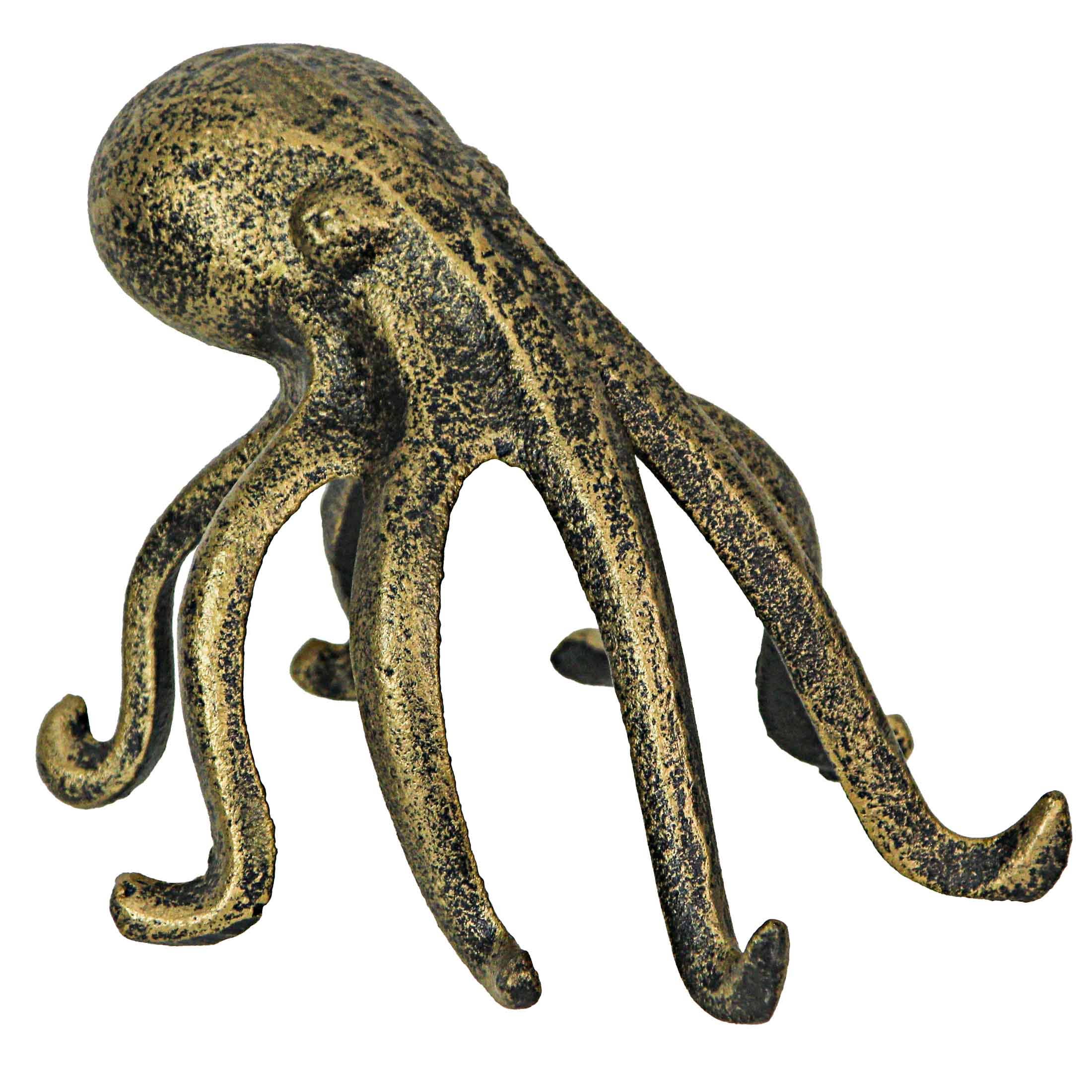Antique Gold Cast Iron Octopus Phone Holder/Bookend Decor