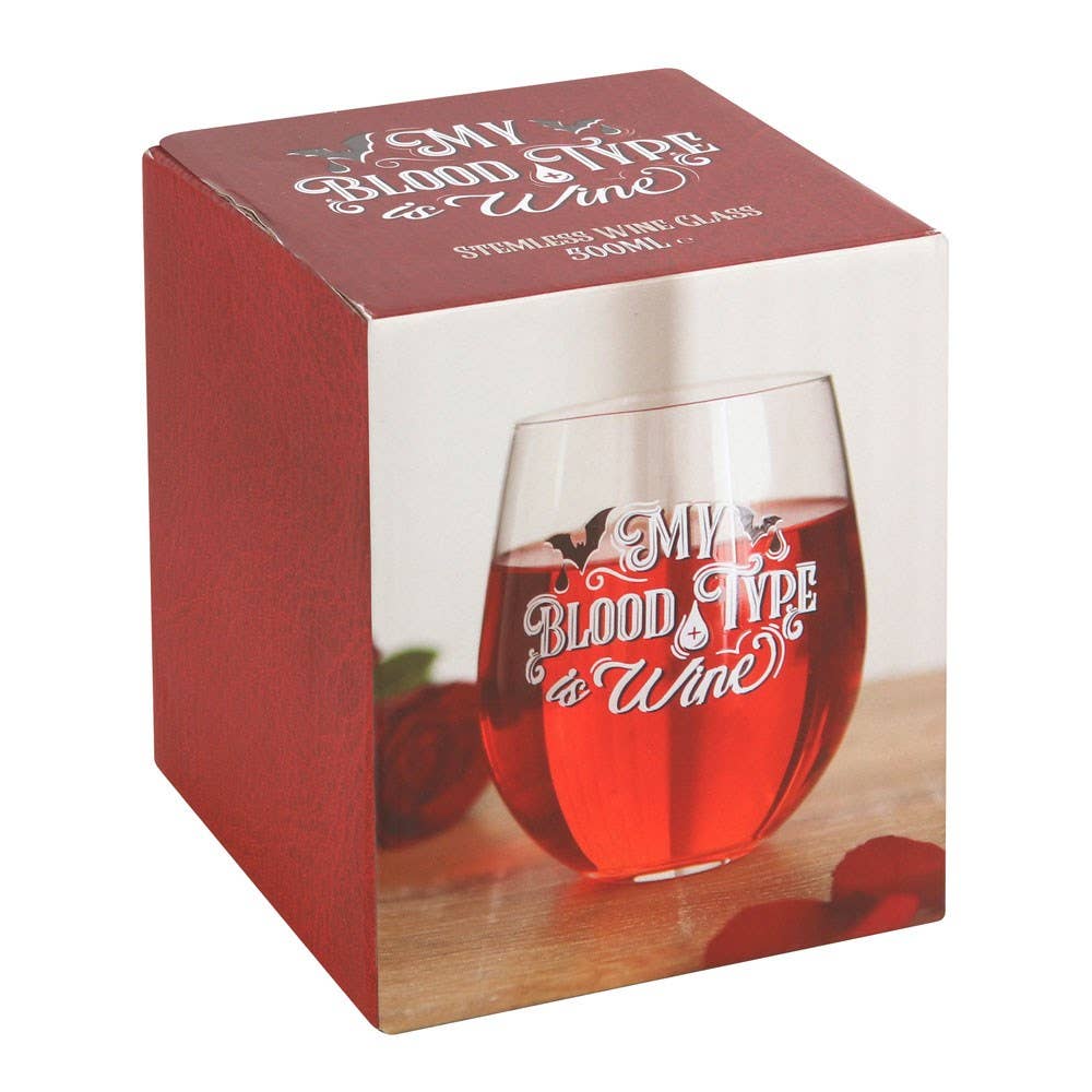 My Blood Type is Wine stettløst vinglass