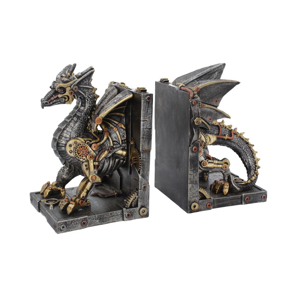 Dracus Machina Bookends 27cm Dracus Machina Steampunk Dragon Bookends 27cm